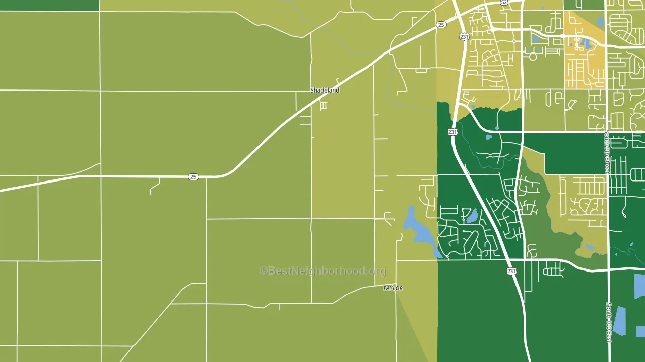 Shadeland, IN block-group voter-turnout map