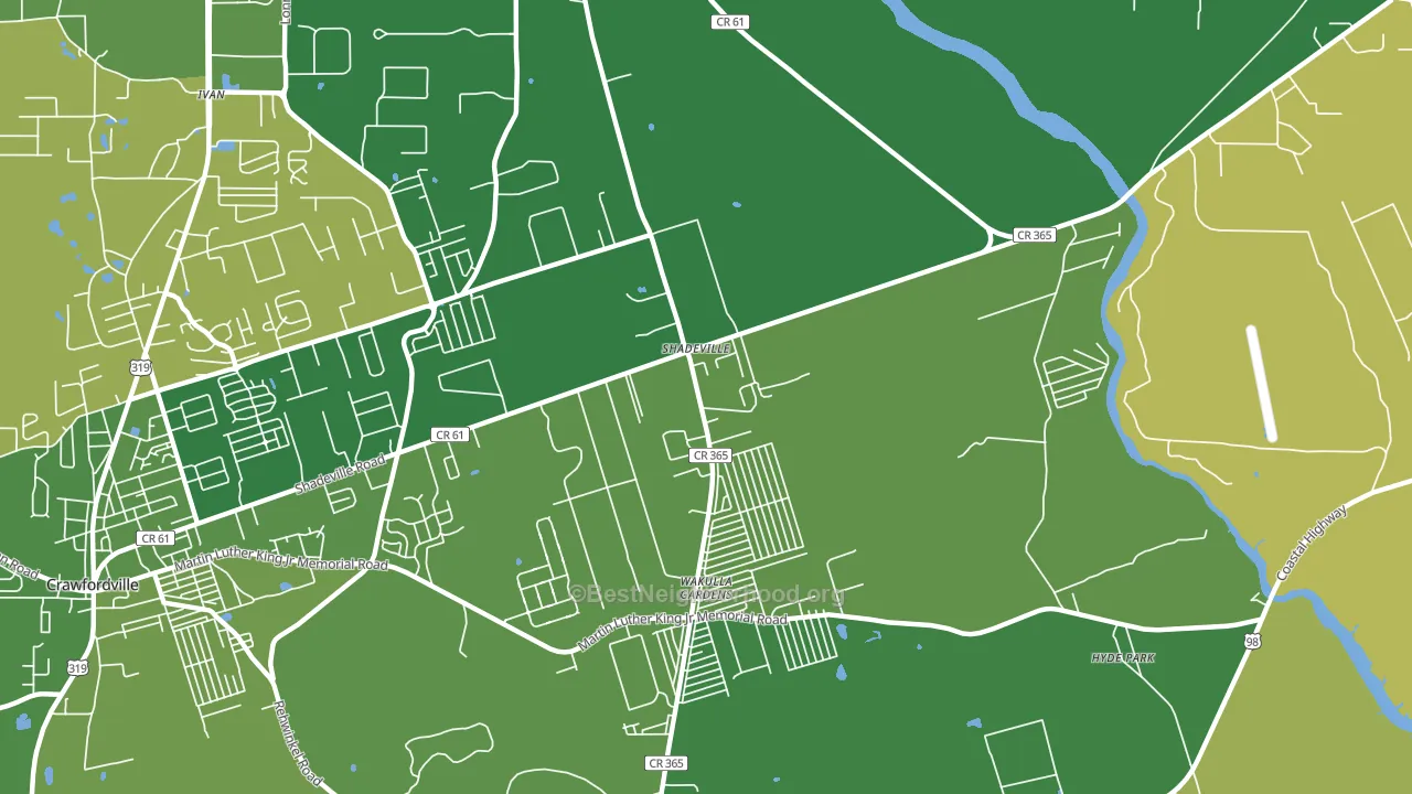 Shadeville, FL block-group voter-turnout map