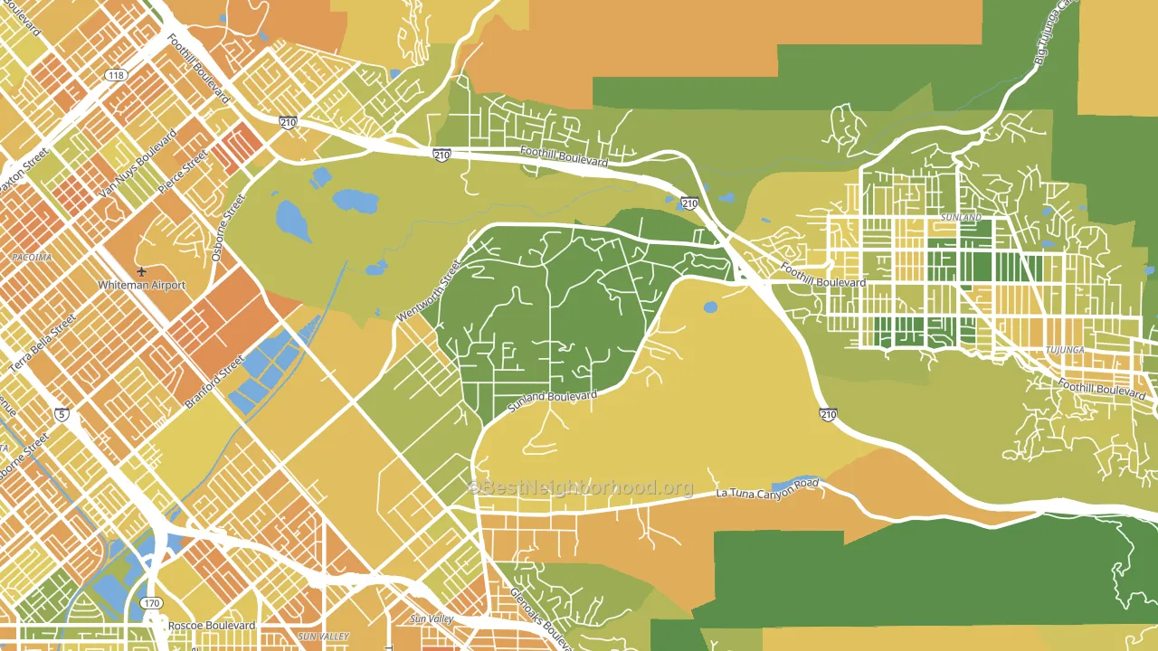 Shadow Hills, Sunland, CA block-group voter-turnout map