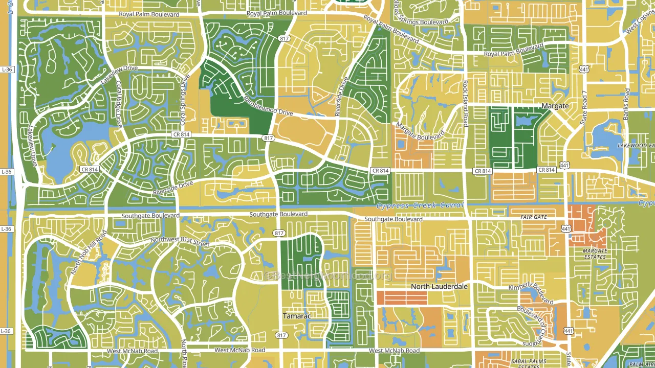 Shadow Wood, Coral Springs, FL block-group voter-turnout map