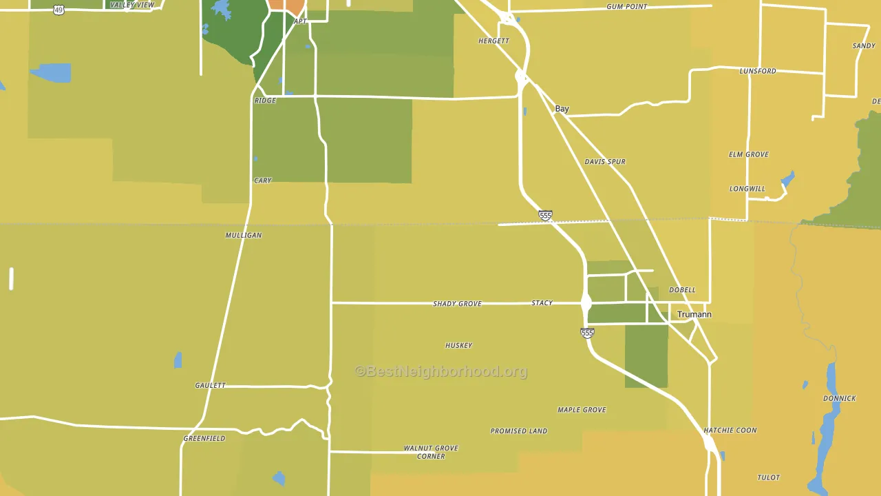 Shady Grove, AR block-group voter-turnout map