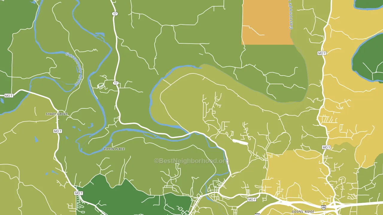 Shady Grove, MO block-group voter-turnout map