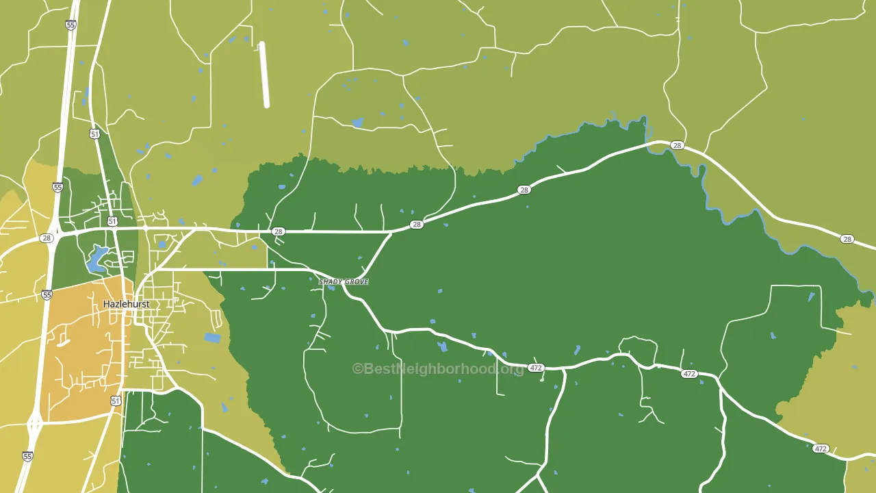 Shady Grove, MS block-group voter-turnout map
