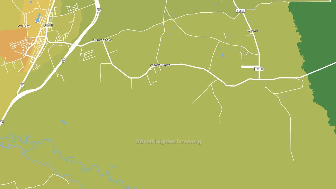Shady Grove, TX block-group voter-turnout map