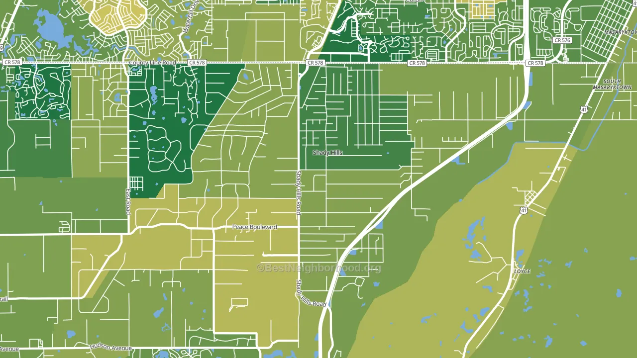 Shady Hills, FL block-group voter-turnout map