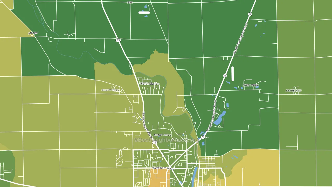 Shady Hills, IN block-group voter-turnout map