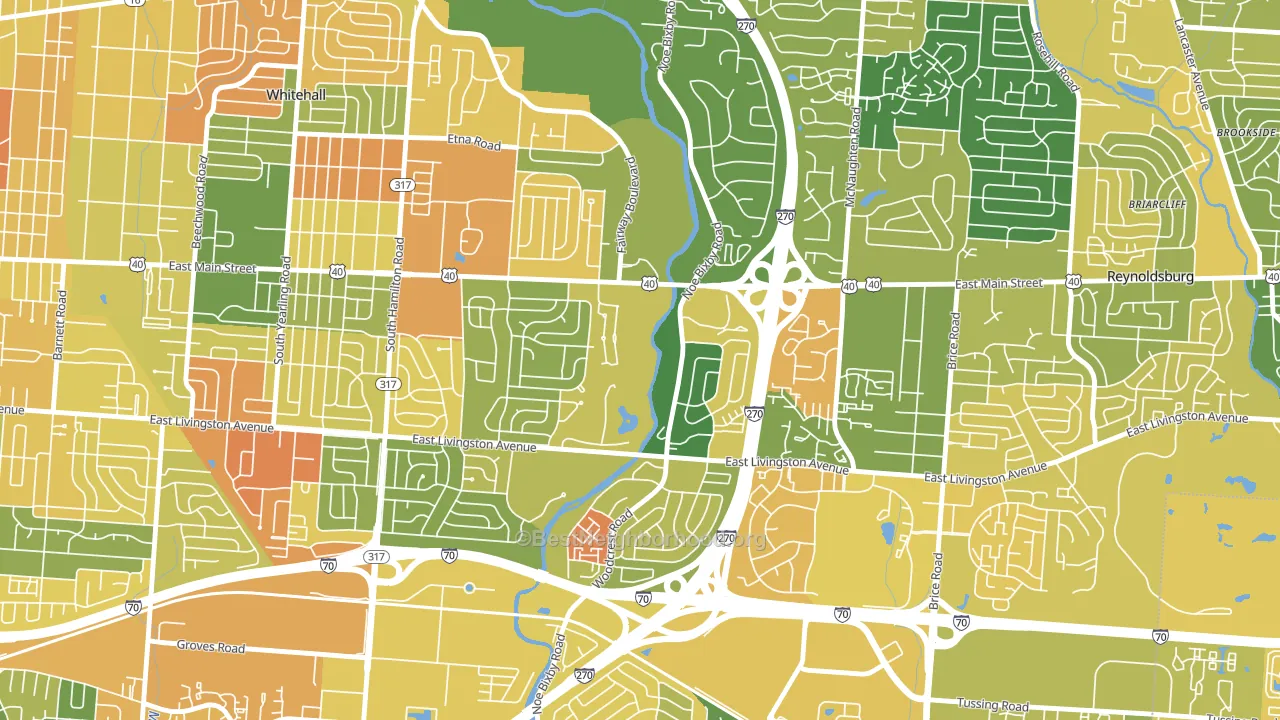 Shady Lane, Columbus, OH block-group voter-turnout map