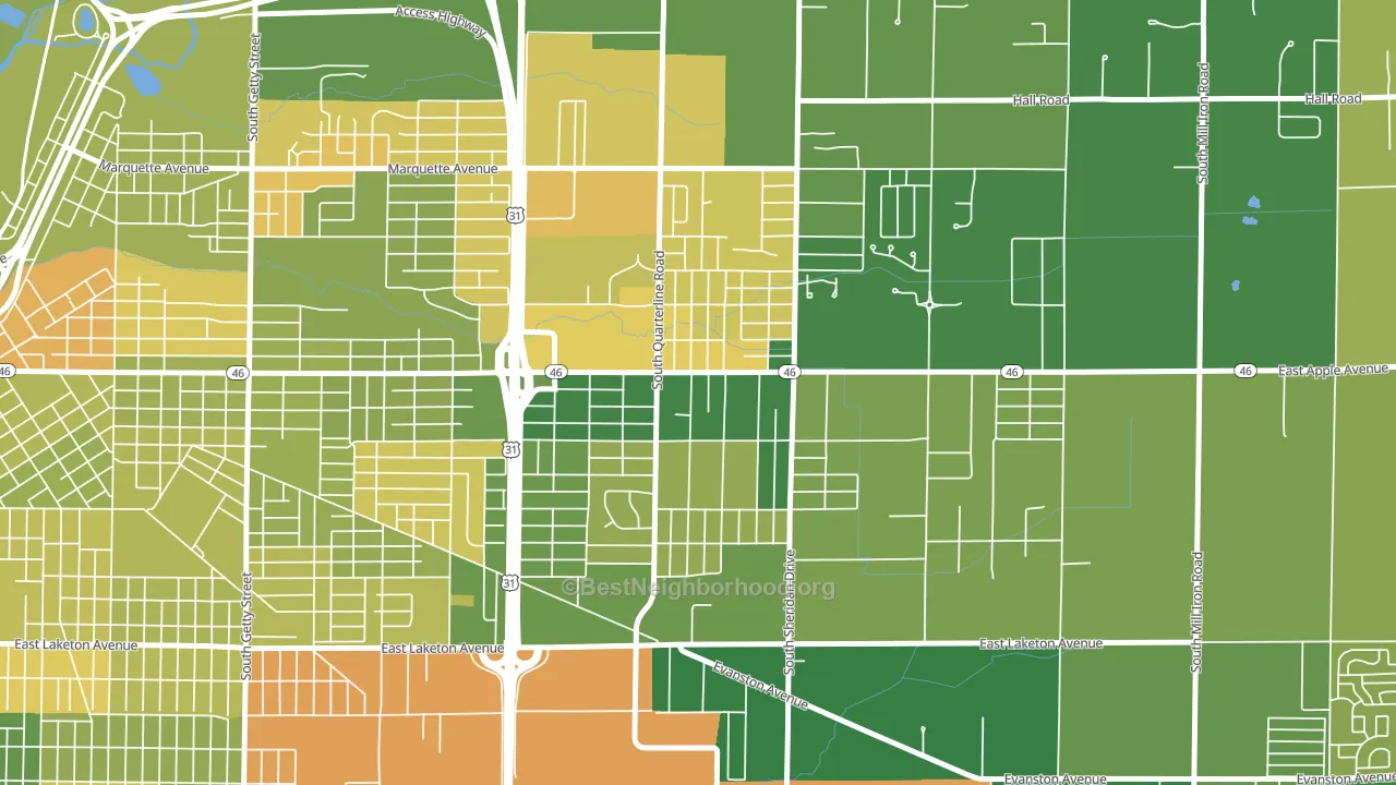 Shady Park Neighbourhood, Muskegon, MI block-group voter-turnout map