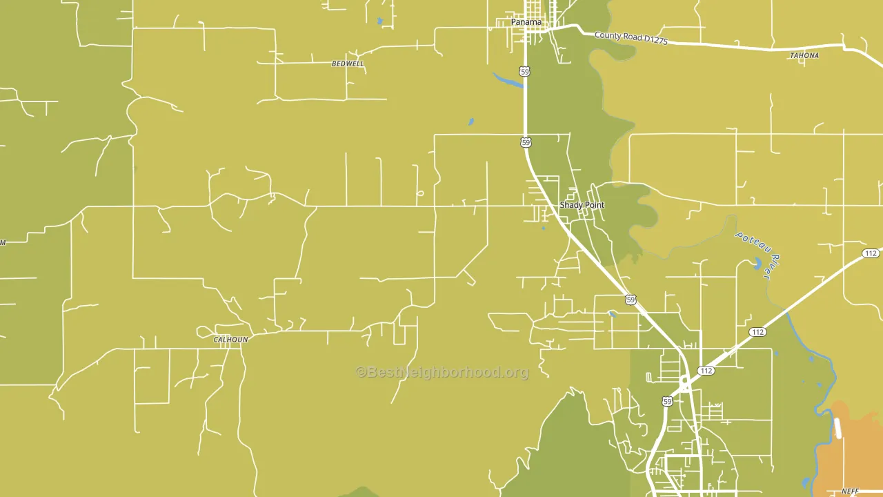 Shady Point, OK block-group voter-turnout map