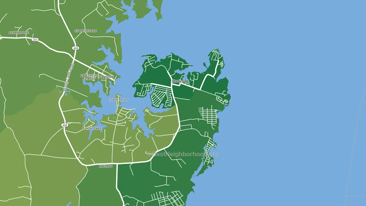 Shady Side, MD block-group voter-turnout map