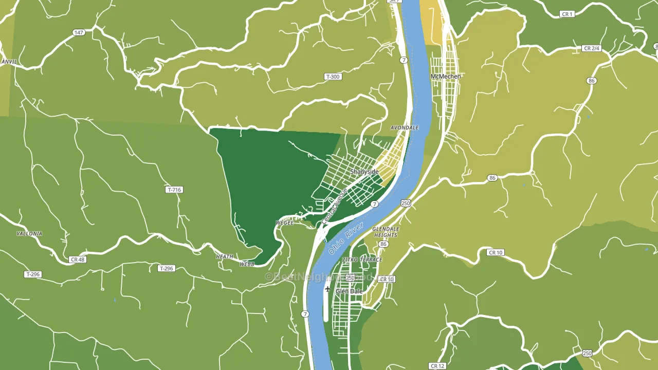 Shadyside, OH block-group voter-turnout map