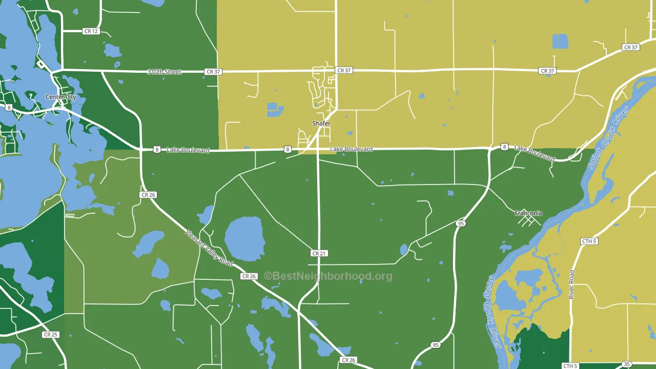 Shafer, MN block-group voter-turnout map
