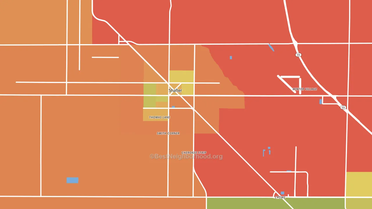 Shafter, CA block-group voter-turnout map