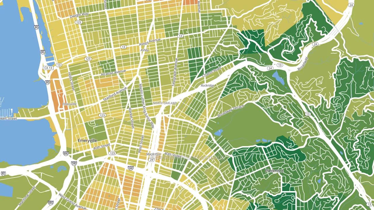Shafter, Oakland, CA block-group voter-turnout map