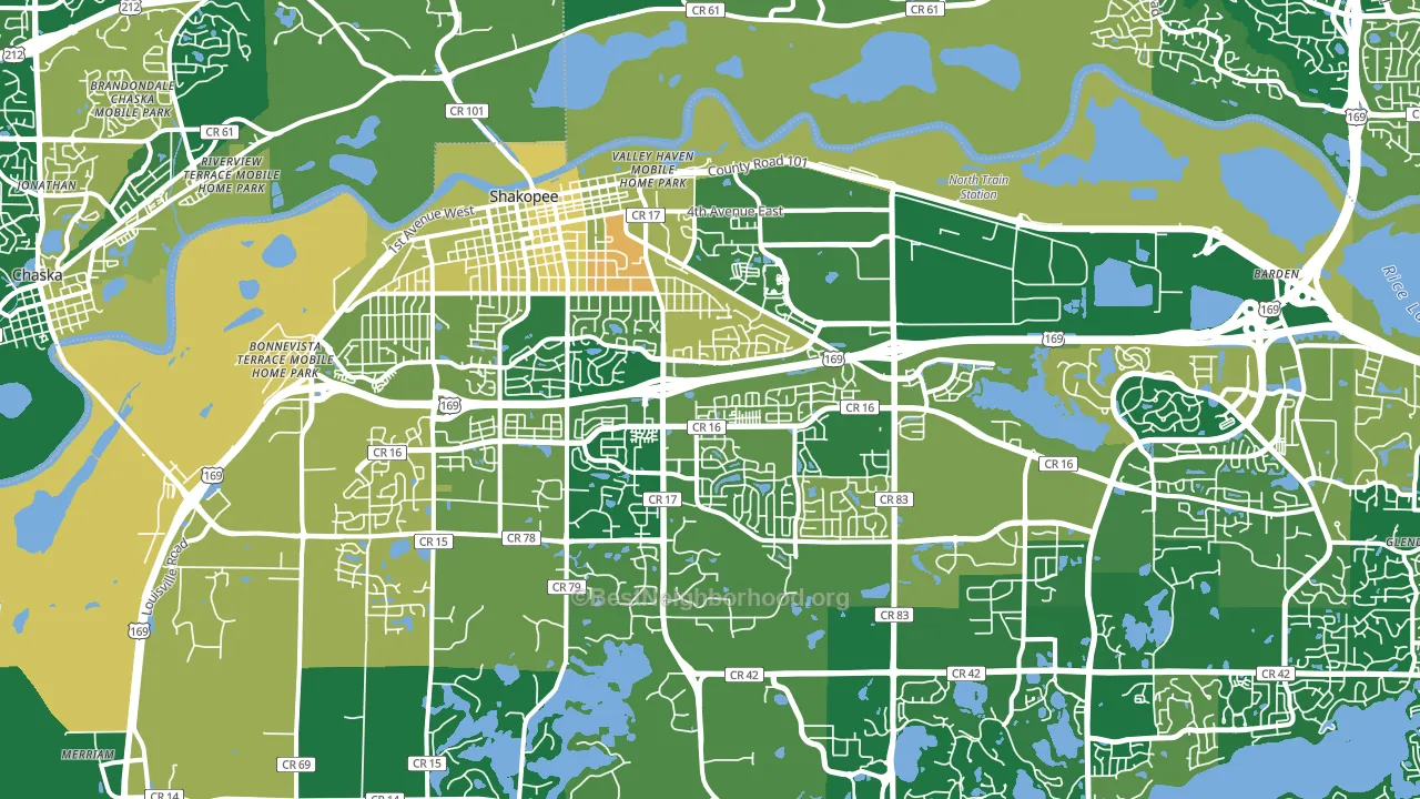 Shakopee, MN block-group voter-turnout map