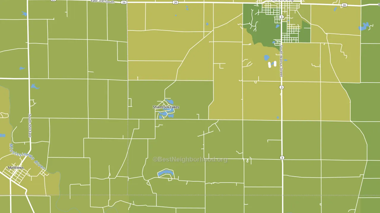 Shamrock Lakes, IN block-group voter-turnout map