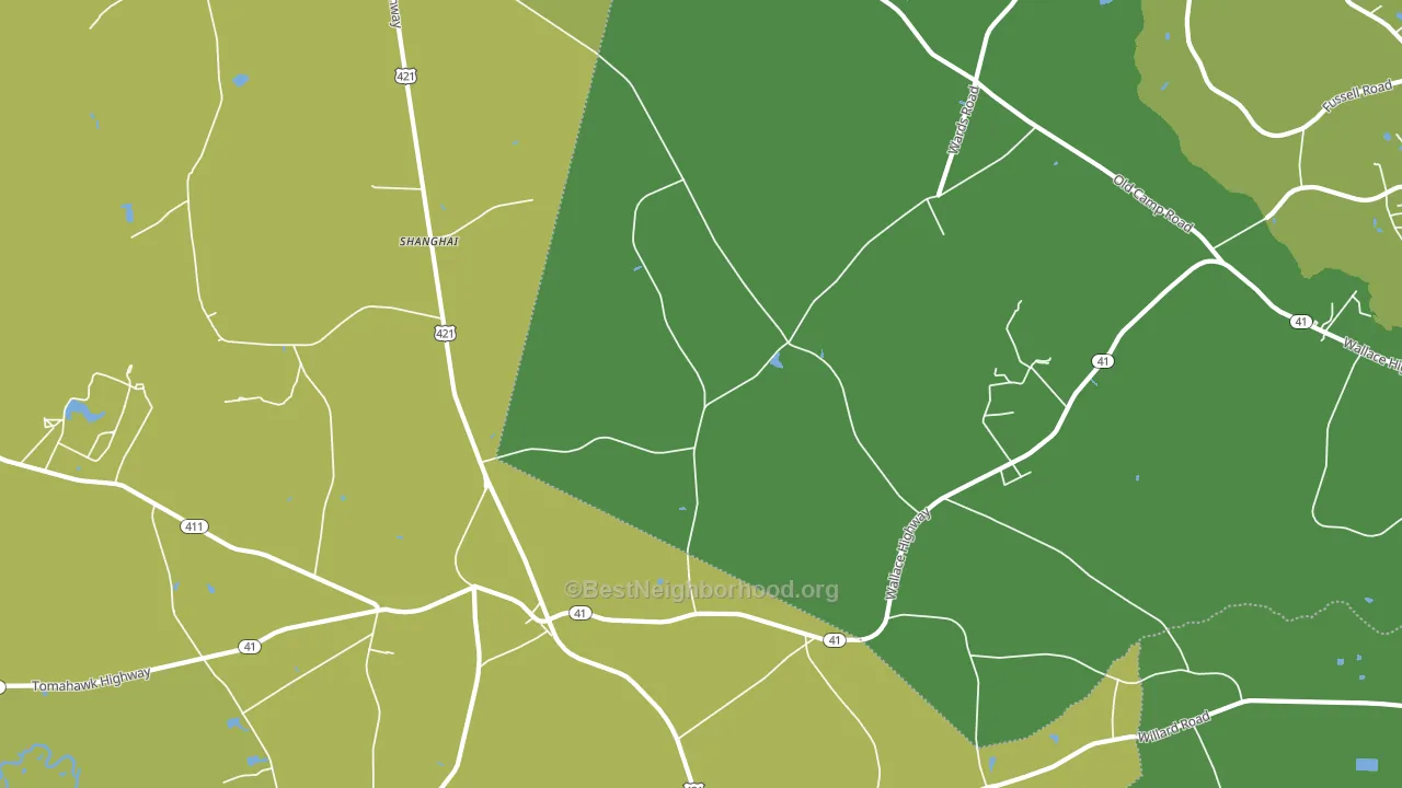 Shanghai, NC block-group voter-turnout map