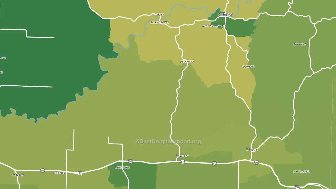 Shannon County, MO block-group voter-turnout map