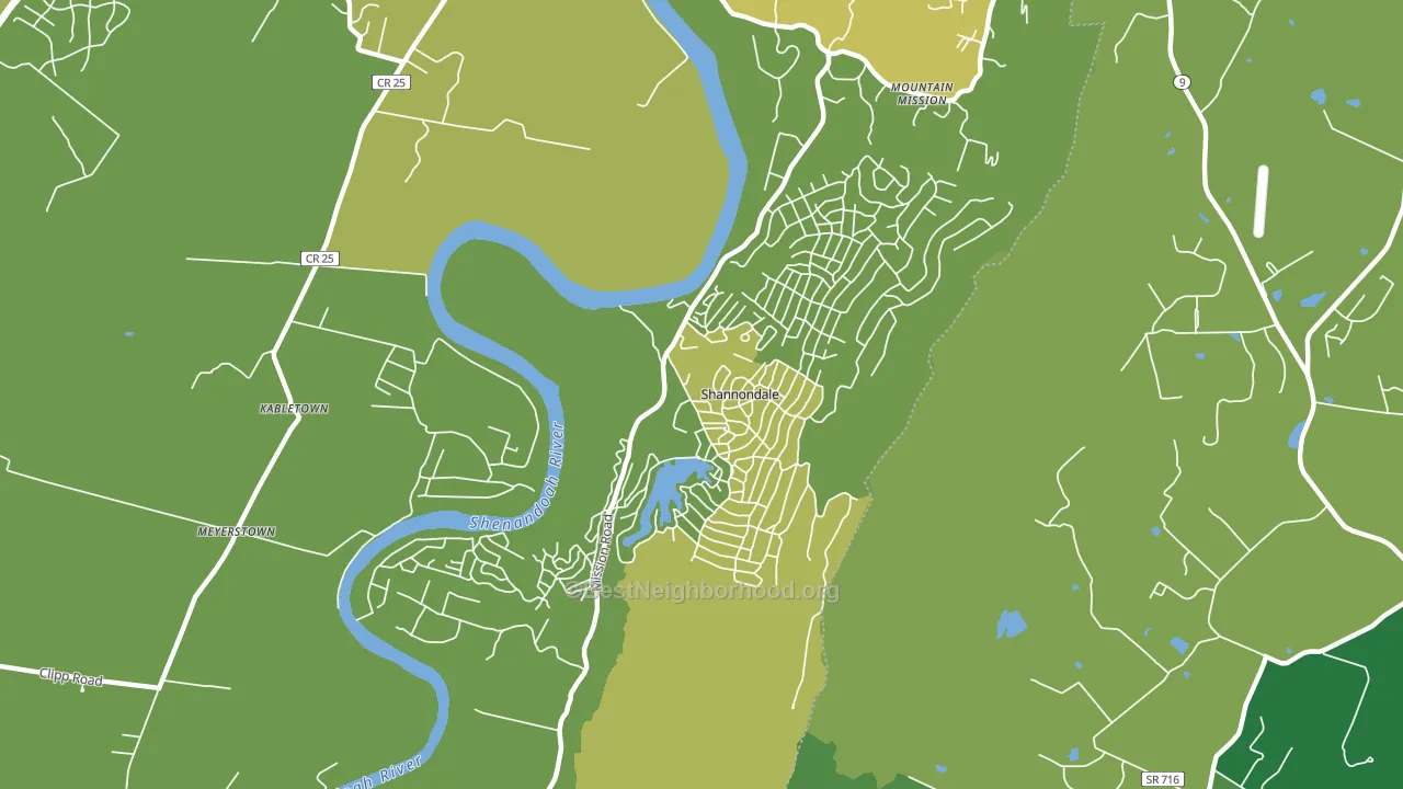 Shannondale, WV block-group voter-turnout map