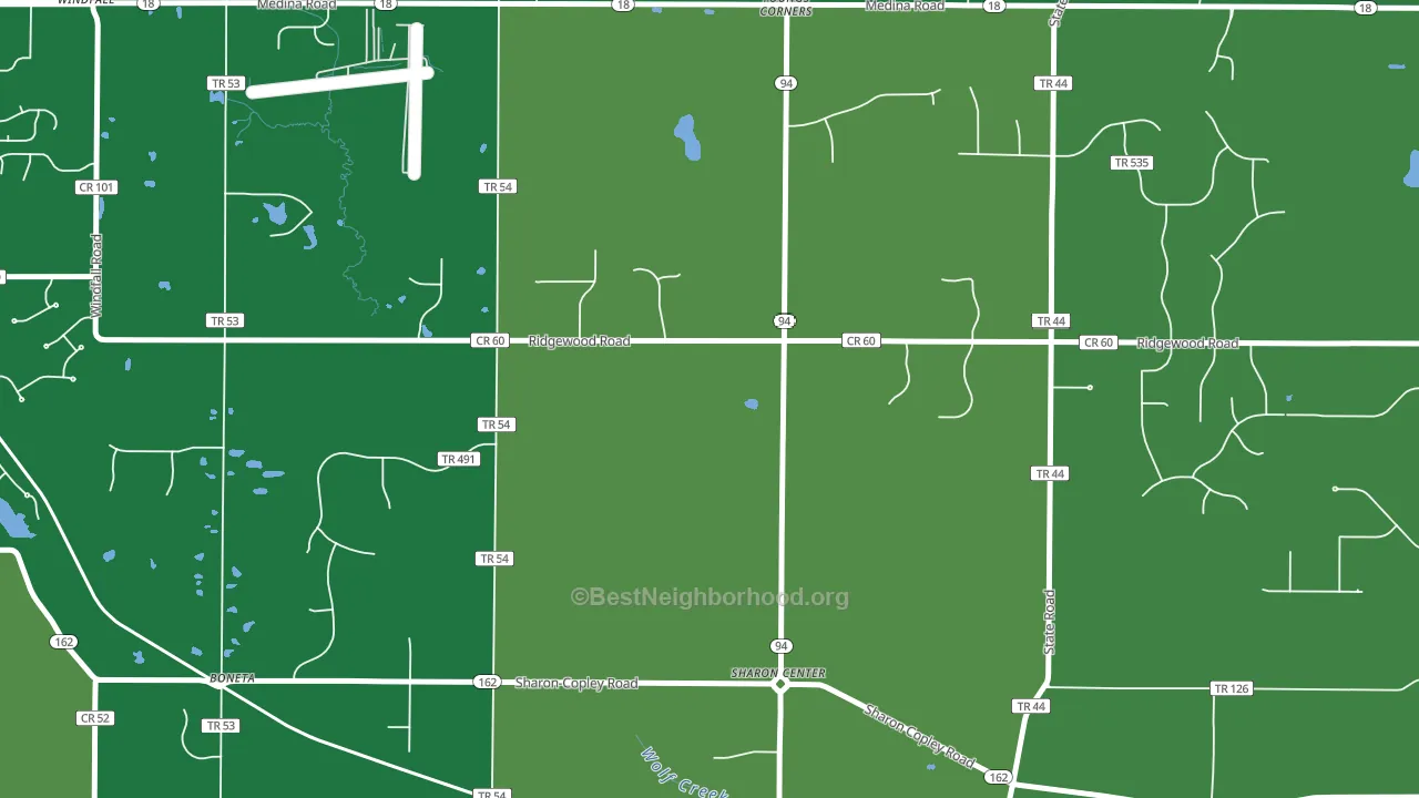 Sharon Center, OH block-group voter-turnout map