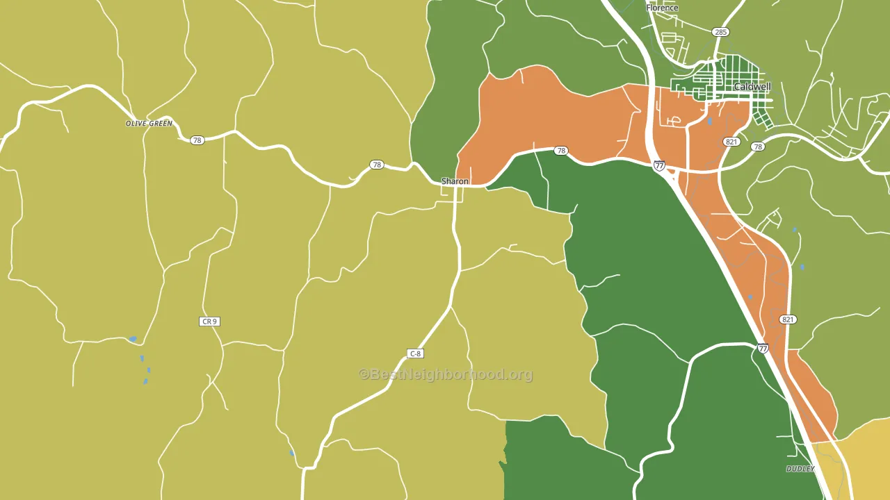 Sharon, OH block-group voter-turnout map