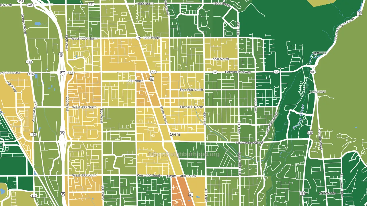 Sharon, Orem, UT block-group voter-turnout map