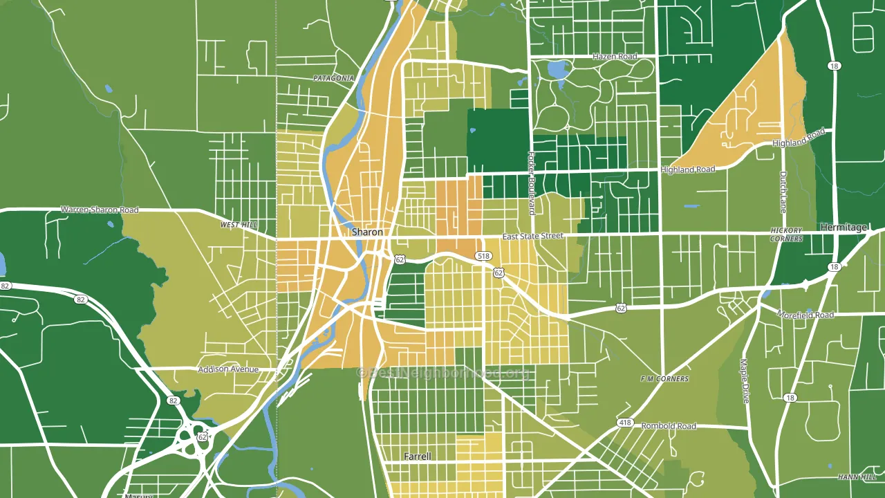 Sharon, PA block-group voter-turnout map