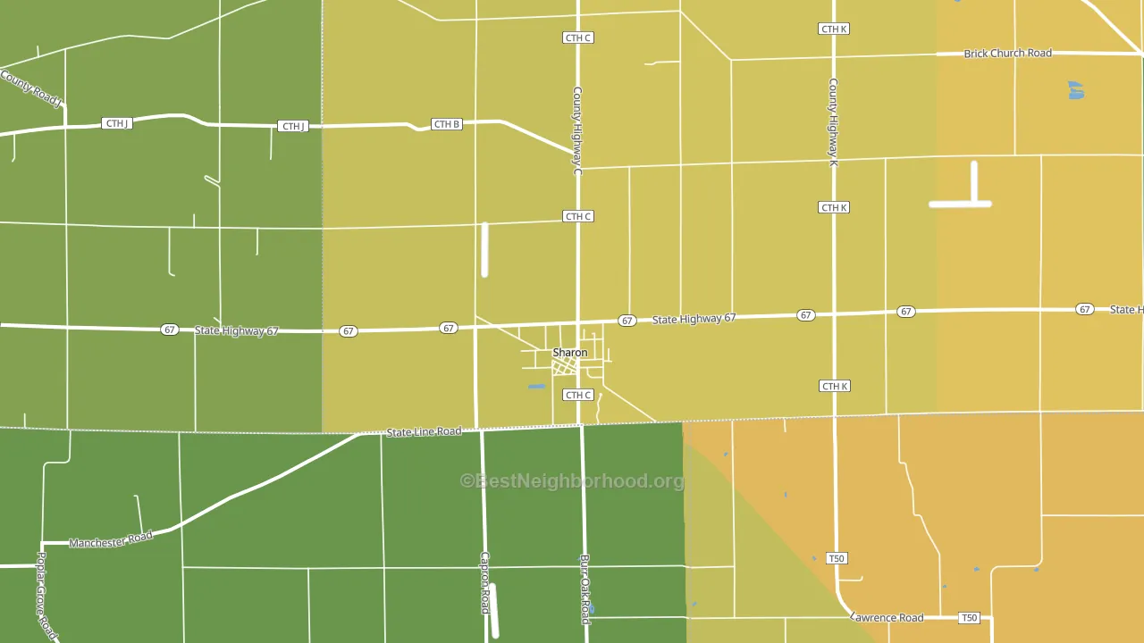 Sharon, WI block-group voter-turnout map