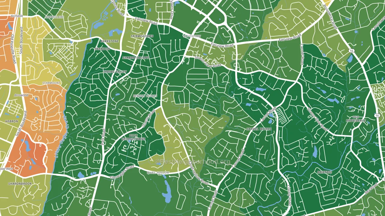 Sharon Woods, Charlotte, NC block-group voter-turnout map