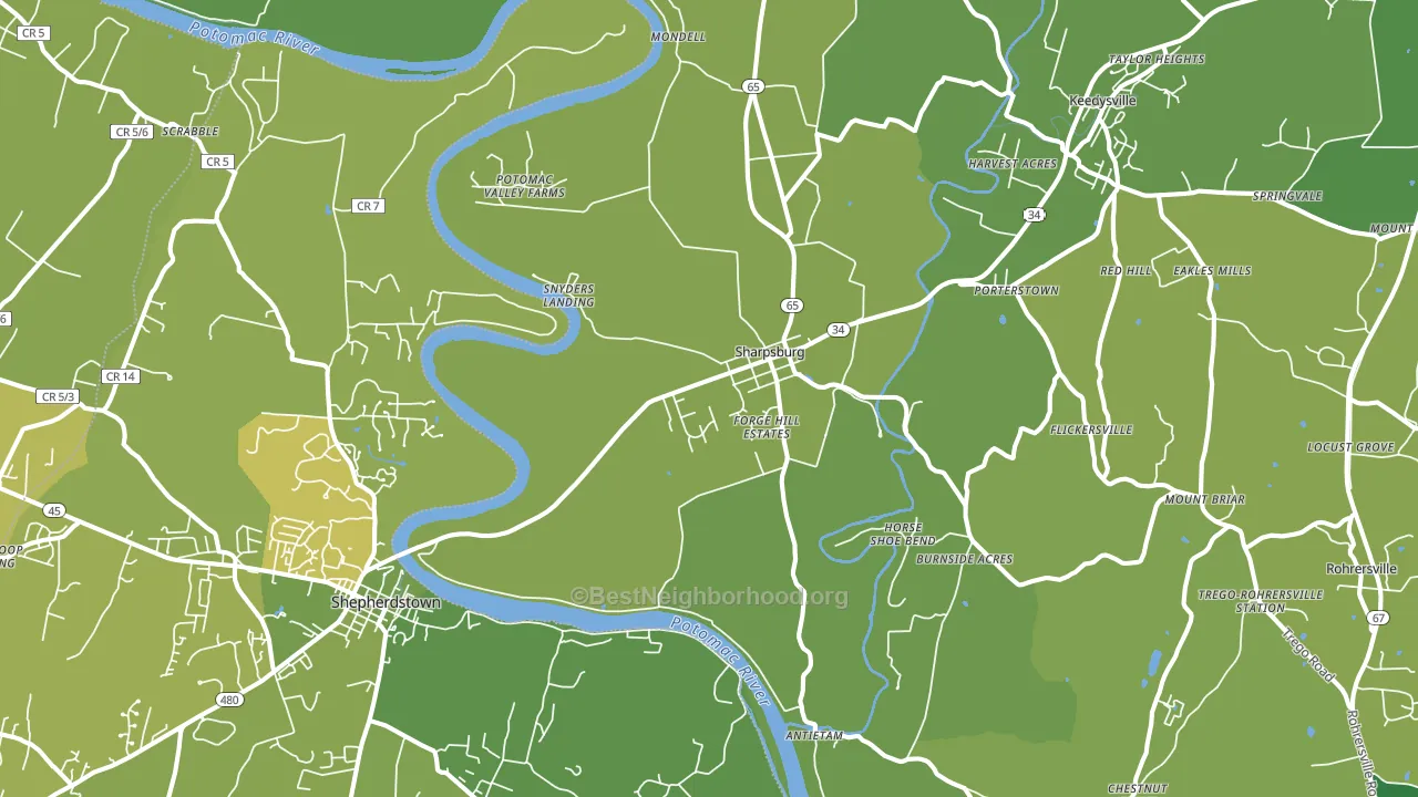 Sharpsburg, MD block-group voter-turnout map
