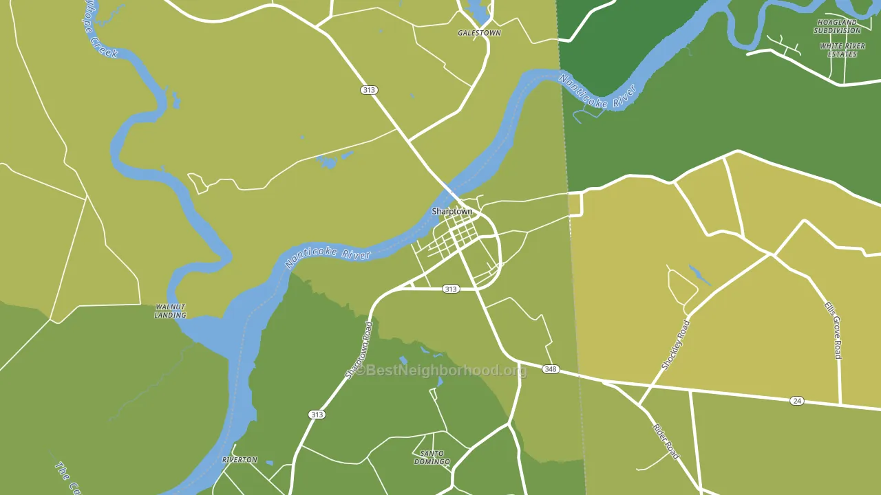 Sharptown, MD block-group voter-turnout map