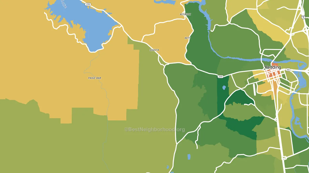 Shasta, CA block-group voter-turnout map