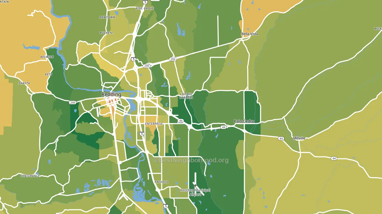 Shasta County, CA block-group voter-turnout map