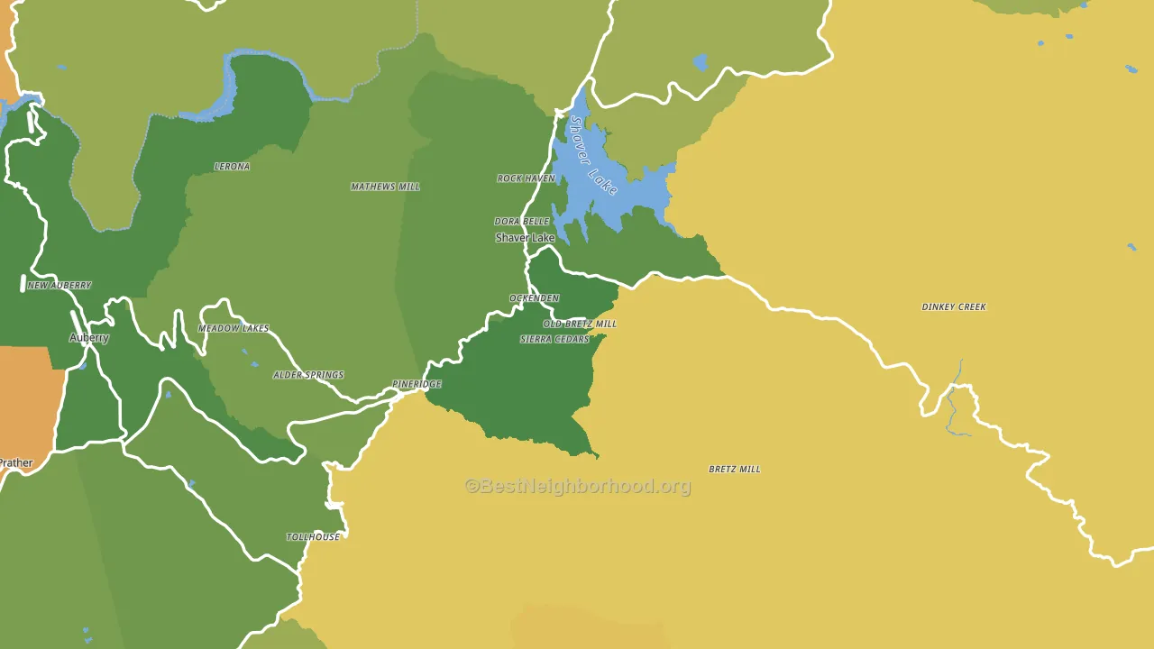 Shaver Lake, CA block-group voter-turnout map