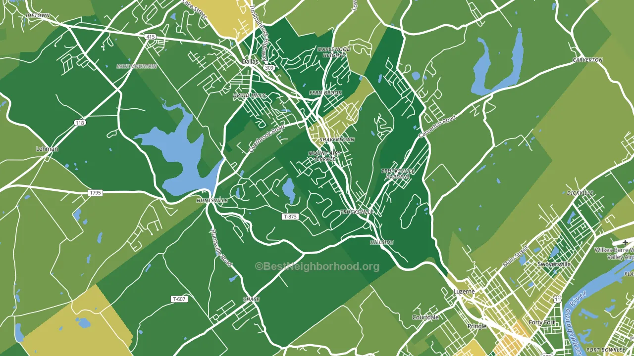 Shavertown, PA block-group voter-turnout map