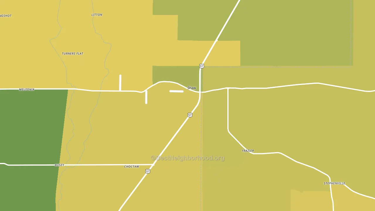 Shaw, MS block-group voter-turnout map
