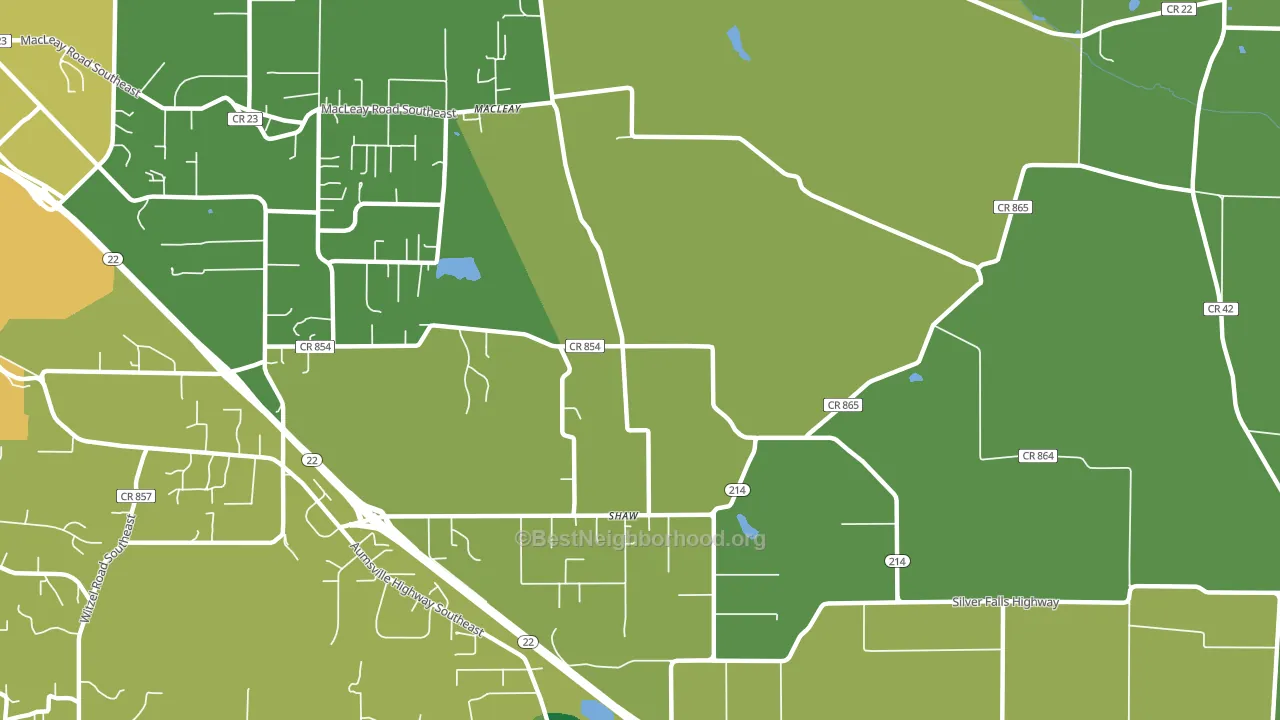 Shaw, OR block-group voter-turnout map