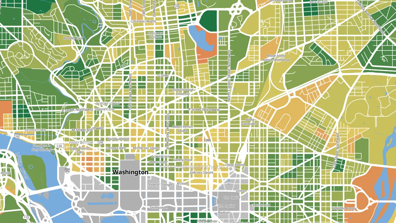 Shaw, Washington, DC block-group voter-turnout map