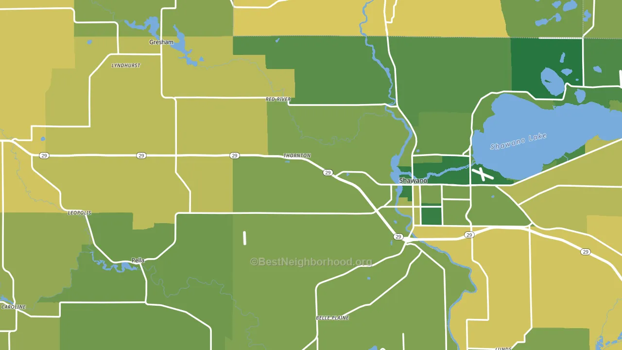 Shawano County, WI block-group voter-turnout map