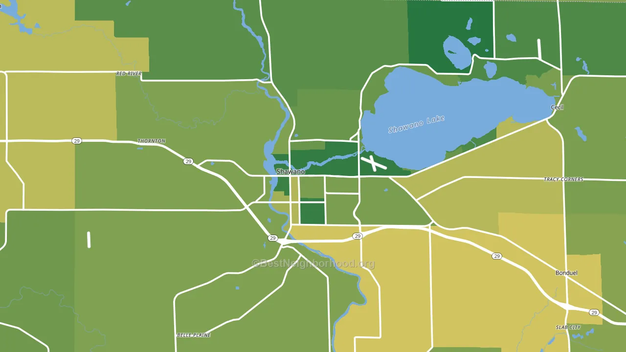 Shawano, WI block-group voter-turnout map