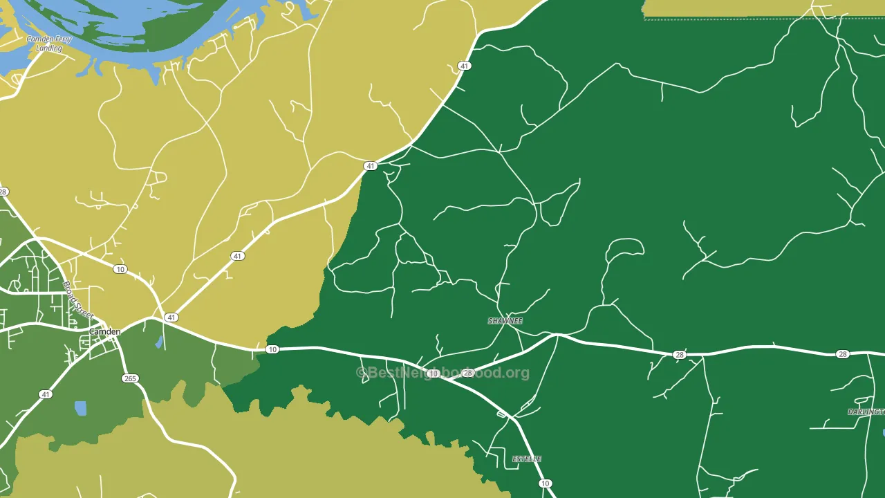 Shawnee, AL block-group voter-turnout map
