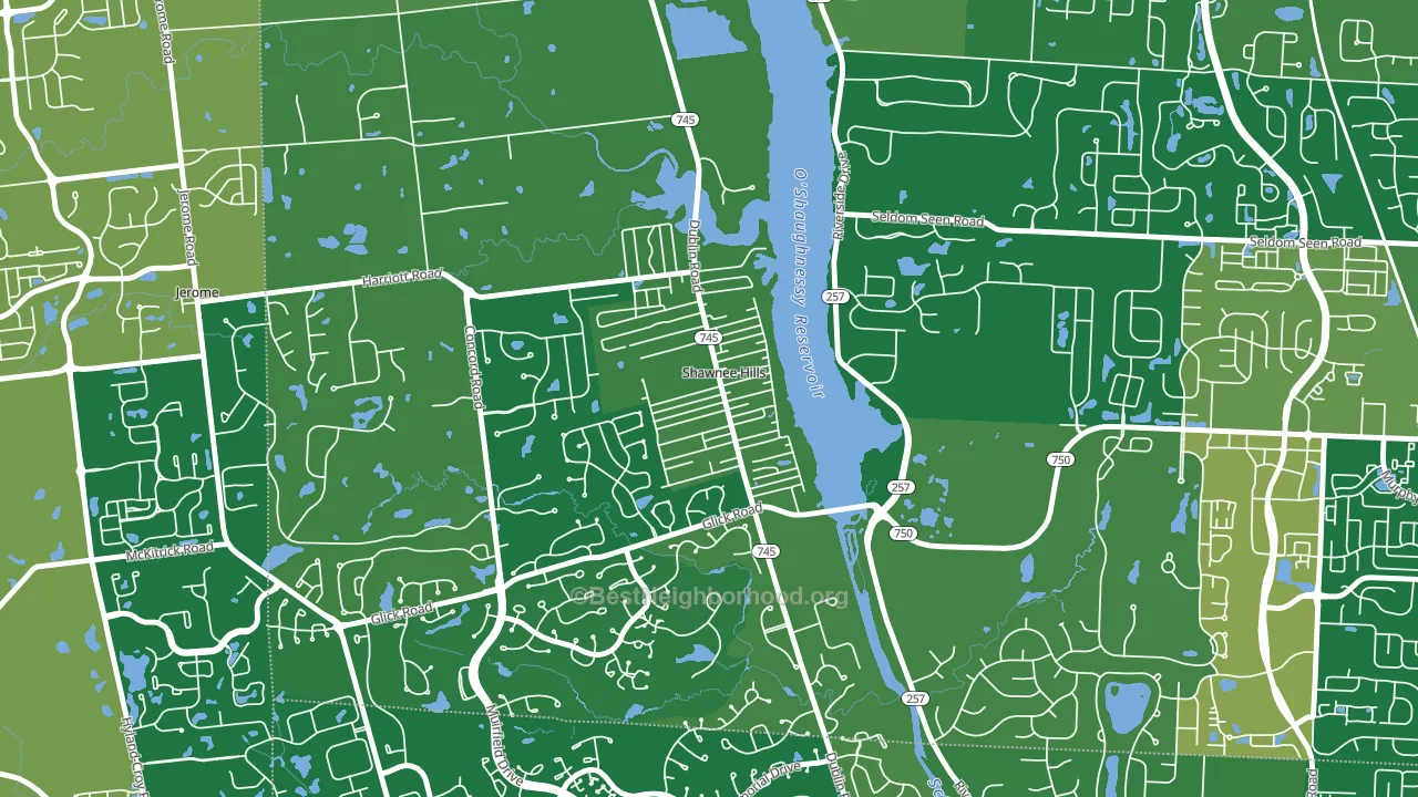 Shawnee Hills, OH block-group voter-turnout map
