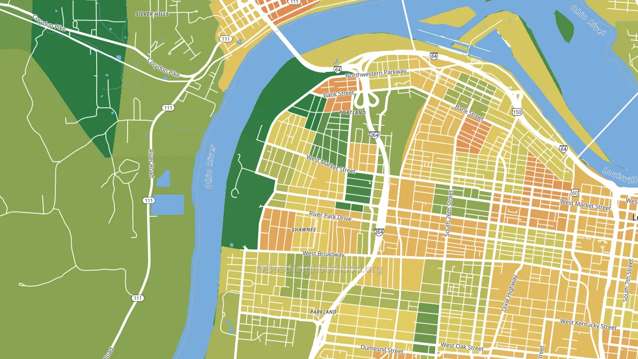 Shawnee, Louisville, KY block-group voter-turnout map
