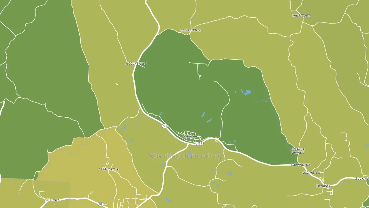 Shawnee, OH block-group voter-turnout map