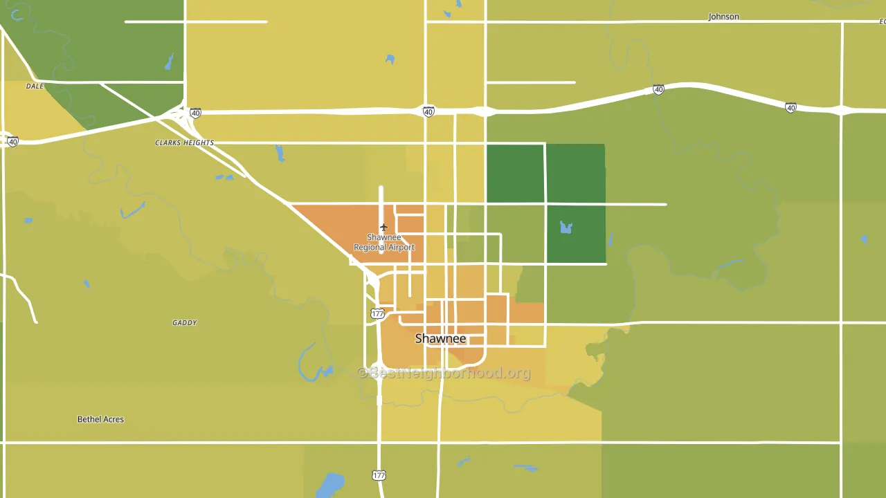 Shawnee, OK block-group voter-turnout map