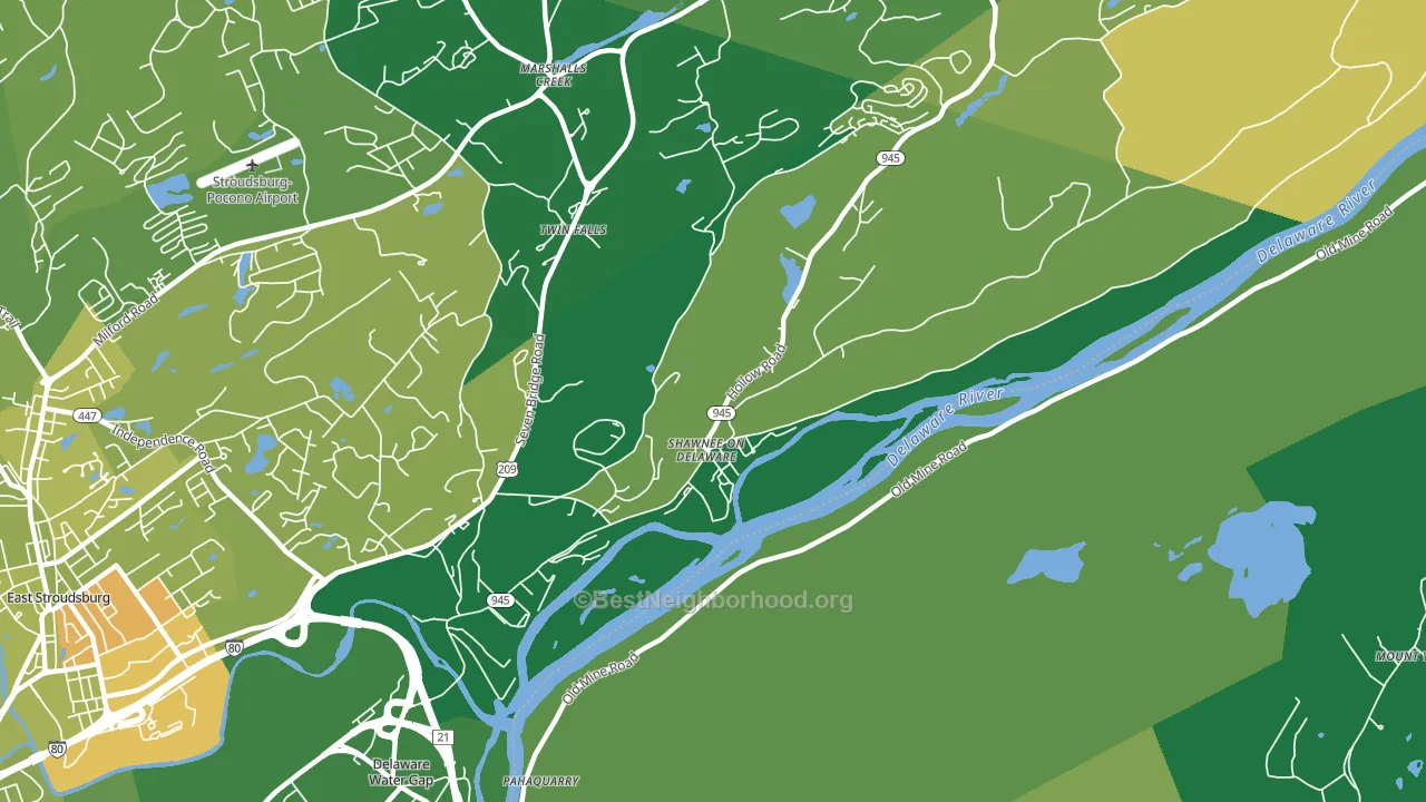 Shawnee On Delaware, PA block-group voter-turnout map