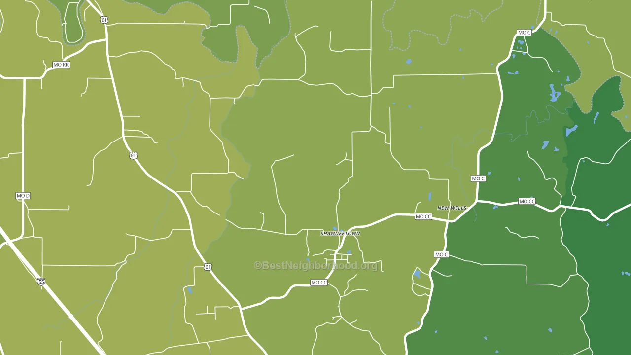 Shawneetown, MO block-group voter-turnout map
