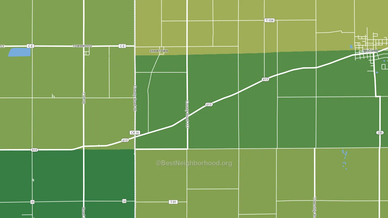Shawtown, OH block-group voter-turnout map