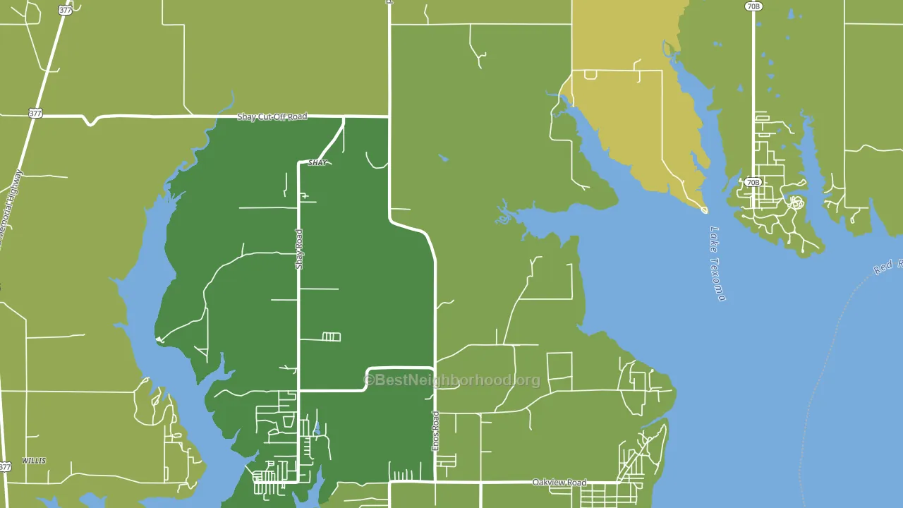 Shay, OK block-group voter-turnout map
