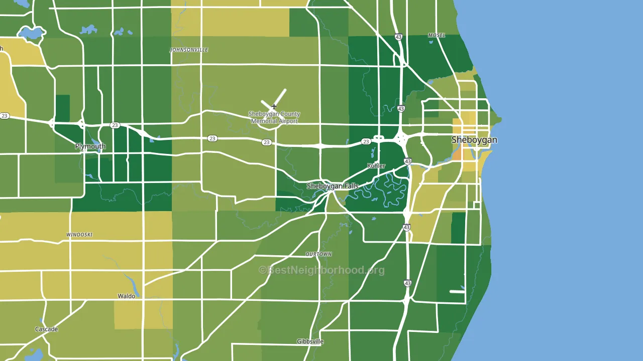 Sheboygan County, WI block-group voter-turnout map